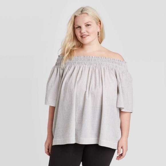 a new day Tops - A New Day Short Sleeve Smocked Yoke Top
